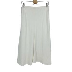 Eileen Fisher Linen A-line Midi Skirt Size M White Elastic Waist Minimalist